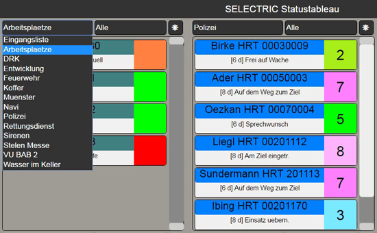 IDECS Modul Statustableau Screenshot Detail